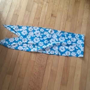 LL Bean scarf, blue flowered cotton
